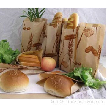 Food Grade greaseproof kraft paper bread &burger packaging bag with clear window